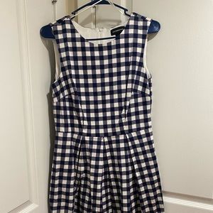 50s style Blue & white A-line checkered dress